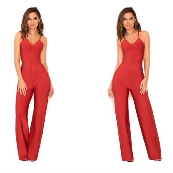 House of CB Pants & Jumpsuits House Of Cb Devi Res Strappy Bandage Jumpsuit Poshmark